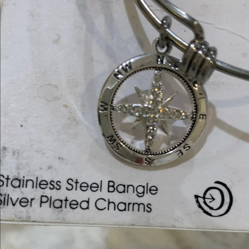 Love‎ this Life Silver and Blue Bracelet with Circular Design and Hanging Charms